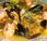 Morue coquillages mijotés dans bouillon légumes safran