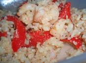 risoté dukka, poivron rouge crevettes