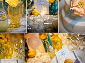 Décoration mariage thème citron tout doux…(peche, citron, bleu pastel)