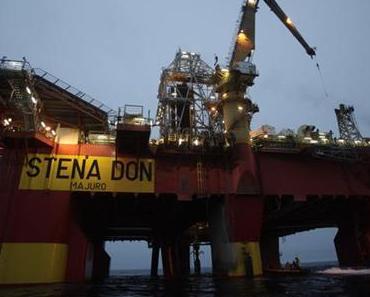 Arctique : Dire STOP! à la ruée vers l’or noir. Greenpeace en action sur la plateforme de Cairn Energy