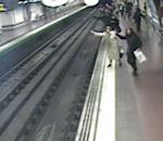 policier sauve homme tombé rails métro Madrid