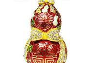 Gourde rouge métal incrustée cristaux