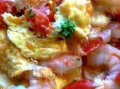 Omelette crevettes plancha