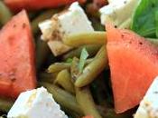 Salade haricots verts, pastèque, féta basilic