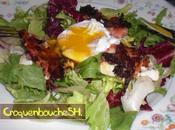 Chevre habit lard salade oeuf poche