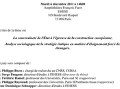 Soutenance thèse souveraineté l'État l'épreuve construction européenne. Analyse sociologique stratégie étatique matière d'éloignement forcé étrangers" (Marion Wlodarczyk)