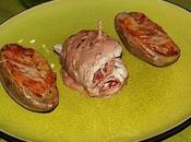 Pommes terre farcies pesto rouge lardons gratinées