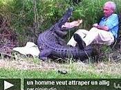 americain veut attraper alligator fait attaquer video