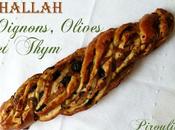 Hallah (pain brioché) l'huile d'olive, oignons, olives thym