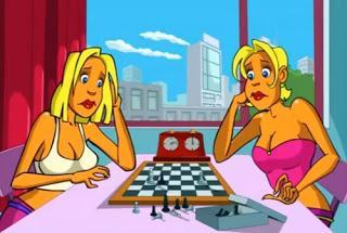 Les blondes : Partie d'échecs en dessin animé
