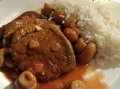 Langue boeuf, sauce tomate champignons