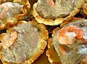 Tartelettes tapenade, crevettes, fromage blanc