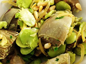 Artichauts violets, fèves citrons confits