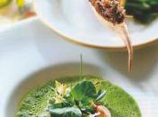 Bouillon d’herbes soupe, cuisses grenouilles écrevisses.