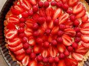 Tarte fraises framboises, mascarpone pistache Strawberry raspberry tart, pistachio