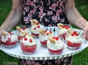 Verrine fraises gelée fruits rouges, espuma rhubarbe