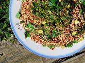 Salade quinoa rouge, céleri, pistache gremolata