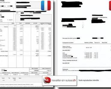 Comparaison entre une feuille de salaire suisse et française