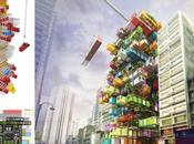 gigantesque immeuble containers Hong-kong