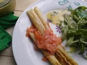 Asperges plancha saumon fumé, mayonnaise herbes