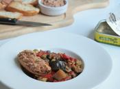 Ratatouille olives toasts beurre sardines tomate-basilic