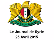 VIDÉO. Journal Syrie 25/4/2015, L’armée exécute opérations spécifiques dans banlieue d’Alep