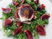 Salade figues, noix chèvre chaud