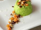 Flan petits pois noisettes éclats crevettes