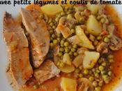 Rouelle porc cocotte avec petits légumes coulis tomate