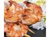 Brochettes gambas curry lait coco