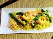 Noodles crevettes asperges sauce coco curry