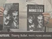 Thierry Rollet obtient article dans Journal Centre pour livre Deux monstres sacrés Boris Karloff Bela Lugosi