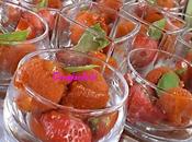 Verrines tomates,fraises,sorbet poivrons basilic