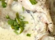 Poulet, sauce cremeuse l'ail champignons