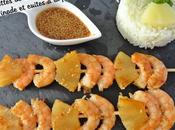 Brochettes crevettes ananas marinade cuites plancha