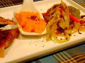 Dumplings saucisses chiffonade chou asiatique avec sauce courge