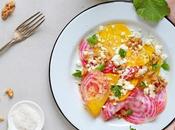 Salade betteraves multicolores, féta noix
