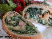 Pizza roulé épinards, rôti porc fromage