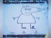 dessine Peppa géant dans neige pour fille