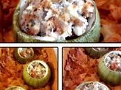 Courgettes farcies saucisses, feta tomates confites