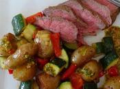 Pommes terre grenaille, steak sauce herbes